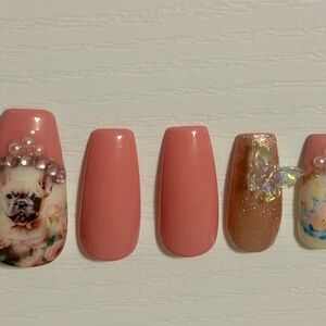 French bulldog themed press on nail set